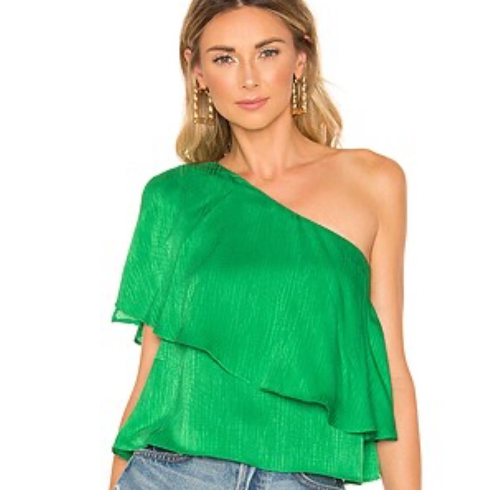 emerald green one shoulder top
